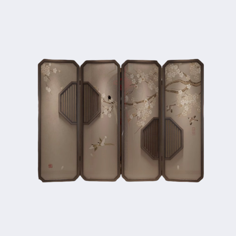 Sleek Surface Designs Creative BirdFlower Screen 94.48'' W 4 Panel